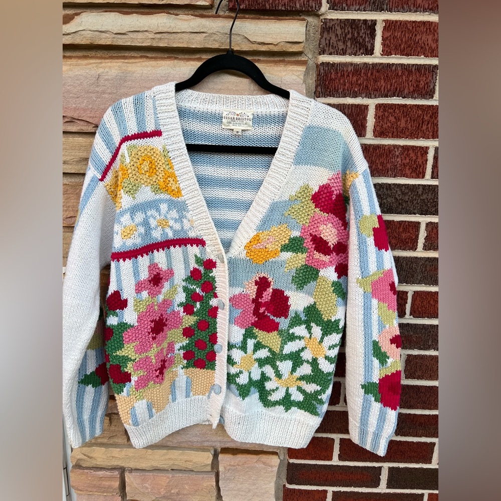 Susan Bristol Multicolor Floral Cardigan Sweater